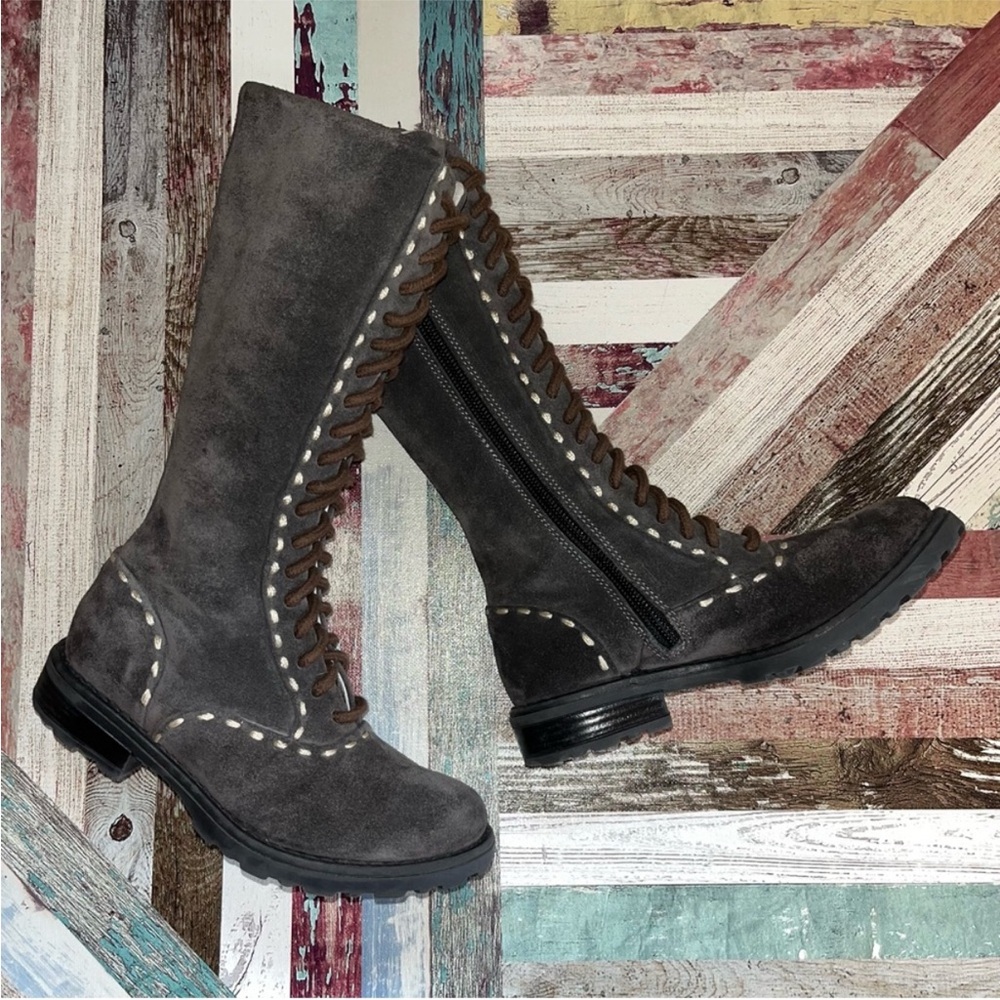 I Pinco Pallino Imelde & Stefano Cavalleri Girls Suede Boots Lace Knee High 11